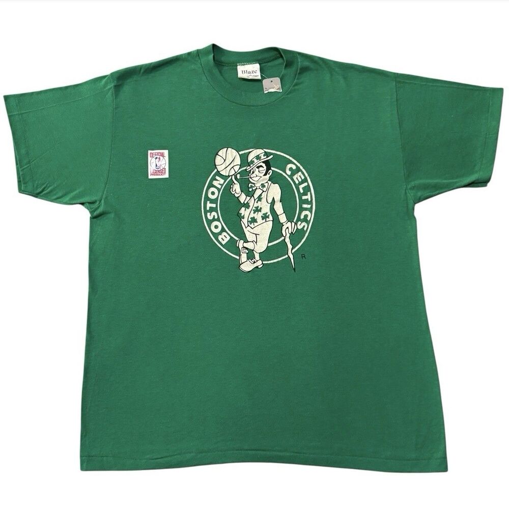 Vintage 80s Boston Celtics NOS Single Stitch T Shirt Blaze USA XL NBA Licensed